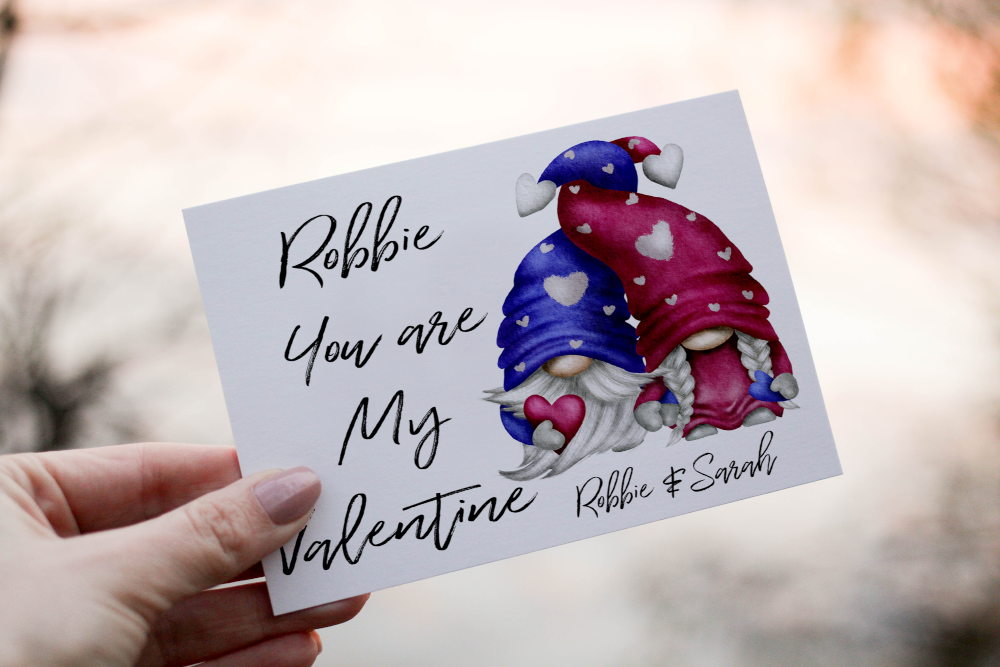 You Are My Valentine Gnome Valentine Card, Personalised Card